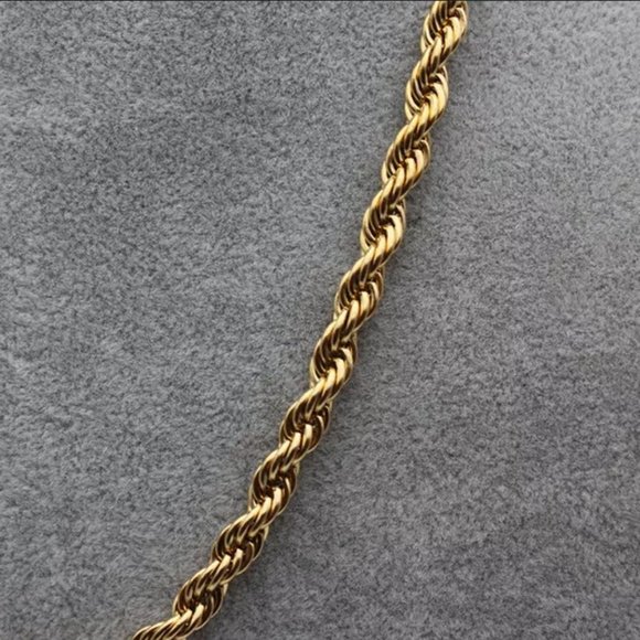22" Mens 18K Gold Twisted Rope Style Chain Necklace 22 inch 18 Karat NEW Jewelr - Picture 8 of 9